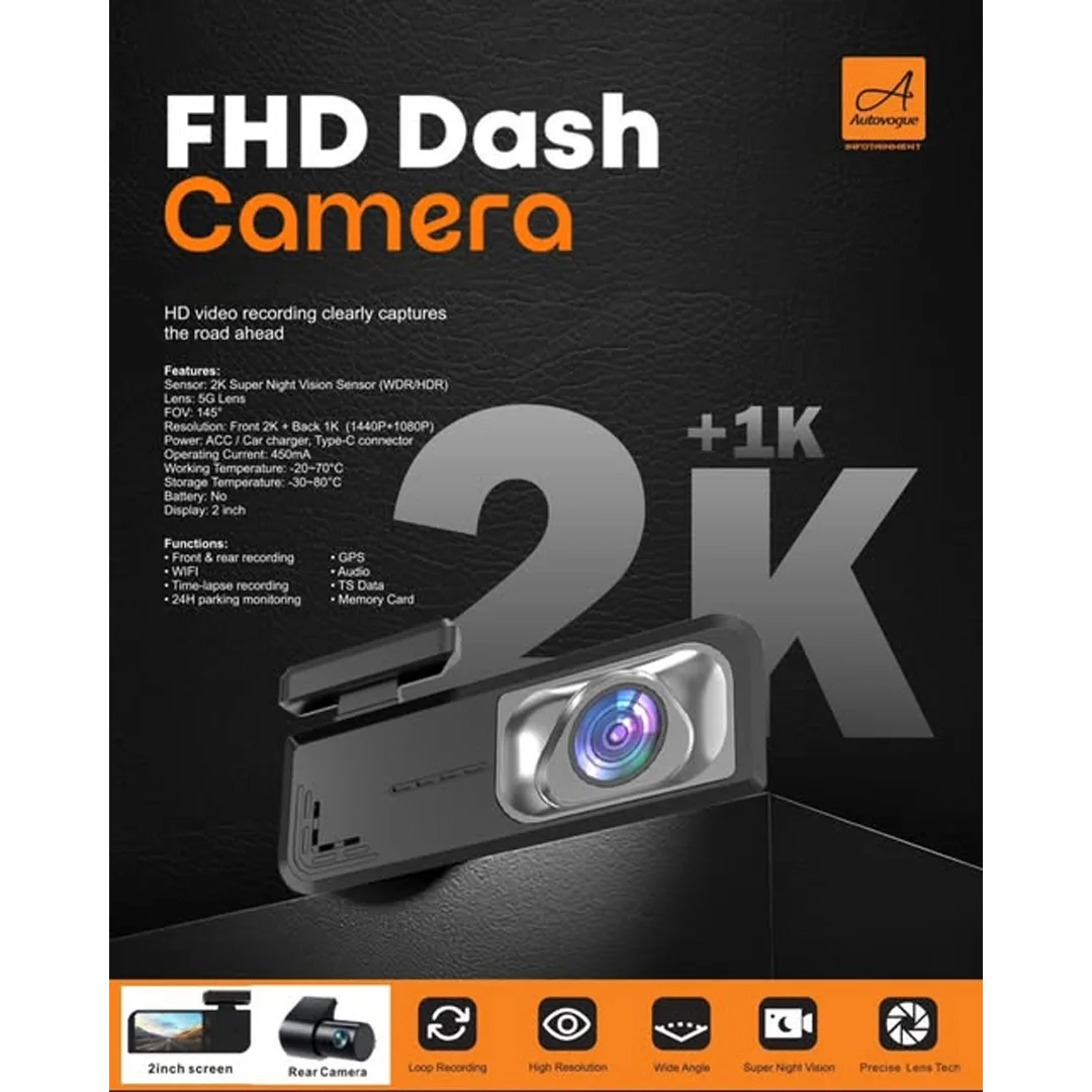 Dash Camera 2K + 1K Autovogue